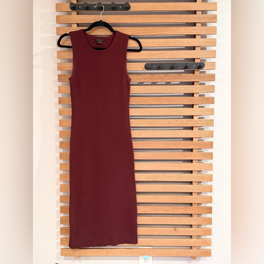 Theory Sleeveless Burgundy Midi Dress